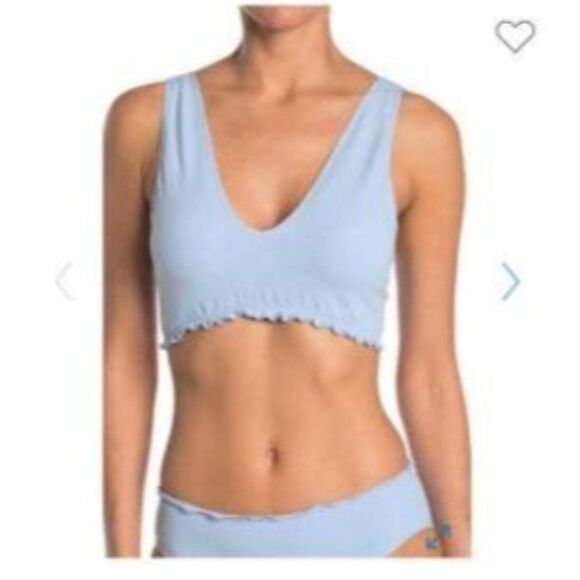 Tommy Hilfiger Womens Top Blue L Seamless Triangle Bralette Pullover - Picture 1 of 6